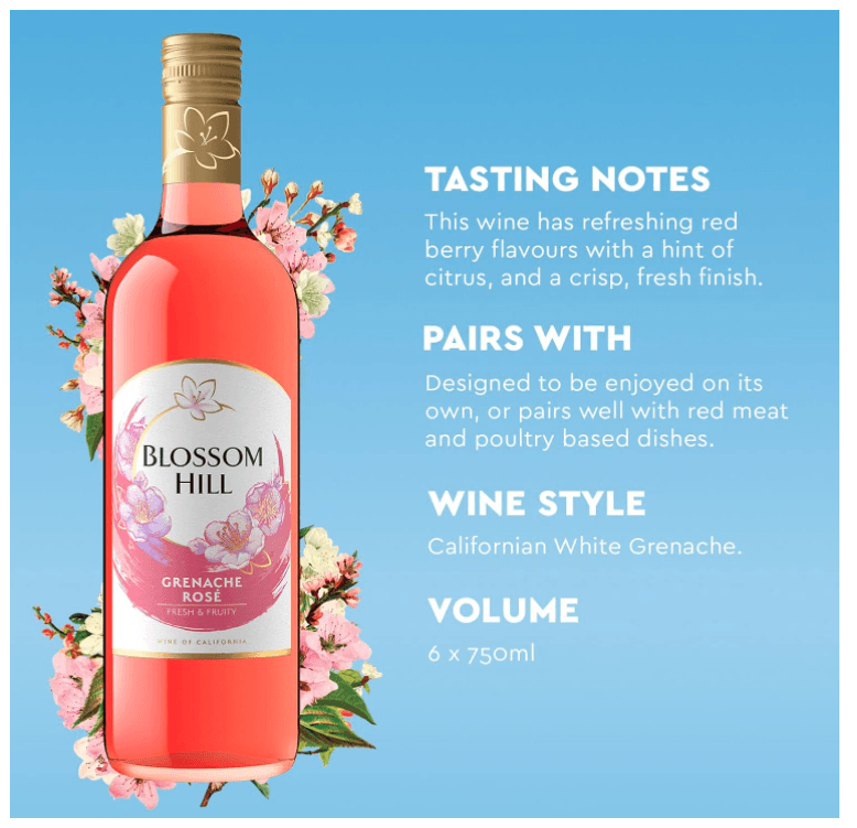 Blossom Hill Grenache Rosé Wine Case from California (6 x 75cl Bottles) - Crown Cash & Carry -whole prices in United Kingdon