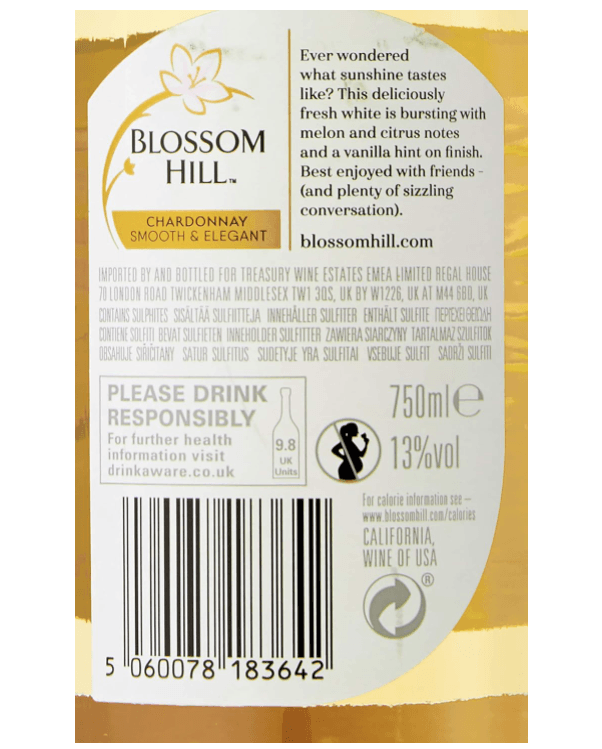 Blossom Hill Chardonnay 6x75c - Crown Cash & Carry -whole prices in United Kingdon