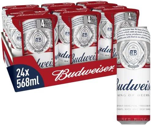 Budweiser Premium Lager Beer Pint Cans 24 x 568 ml - Crown Cash & Carry -whole prices in United Kingdon