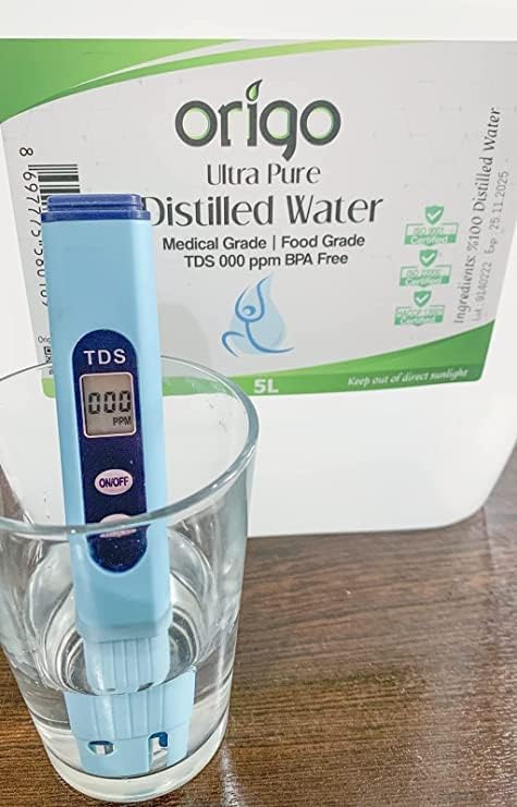 Origo Distilled Water - 100% Ultra Pure Water 5L | Advanced Purification Technology, Ultra Pure Water for Laboratory, Battery, Steam Iron, and General Everyday Use!