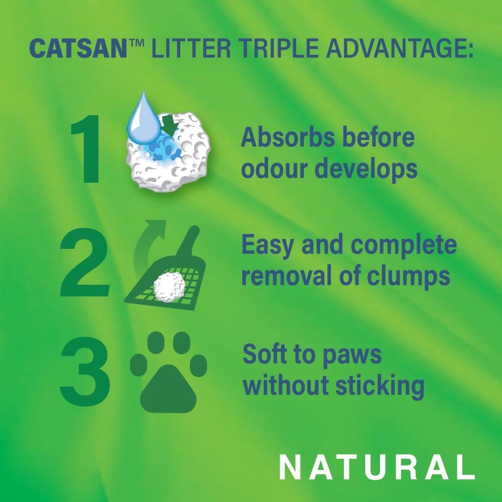 Catsan Natural Clumping Cat Litter, 100 Percent Biodegradable, Extra Absorbent, 20 Litre Bag