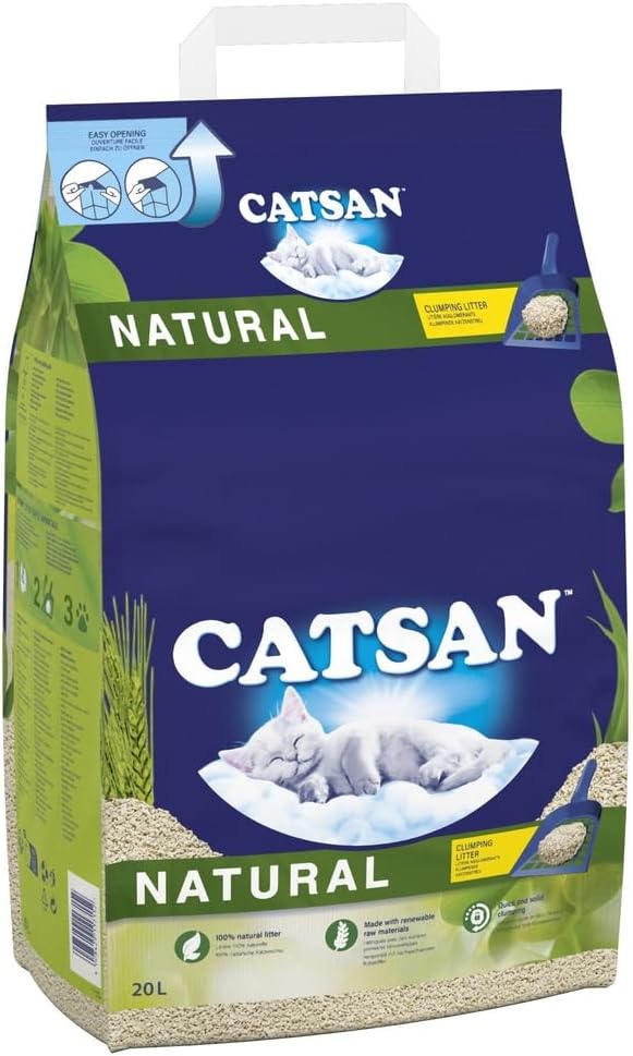 Catsan Natural Clumping Cat Litter, 100 Percent Biodegradable, Extra Absorbent, 20 Litre Bag