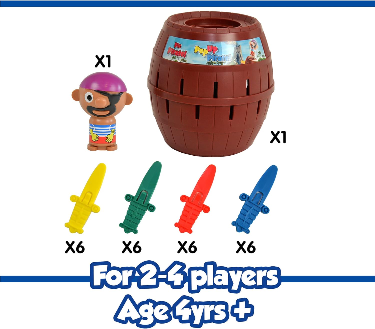 TOMY Pop Up Pirate Classic Children's Action Board Game, Family and Preschool Kids Game for Children 4, 5, 6, 7, 8 Year Old Boys Girls Adults,Packaging may vary, Wood - Choc Brown