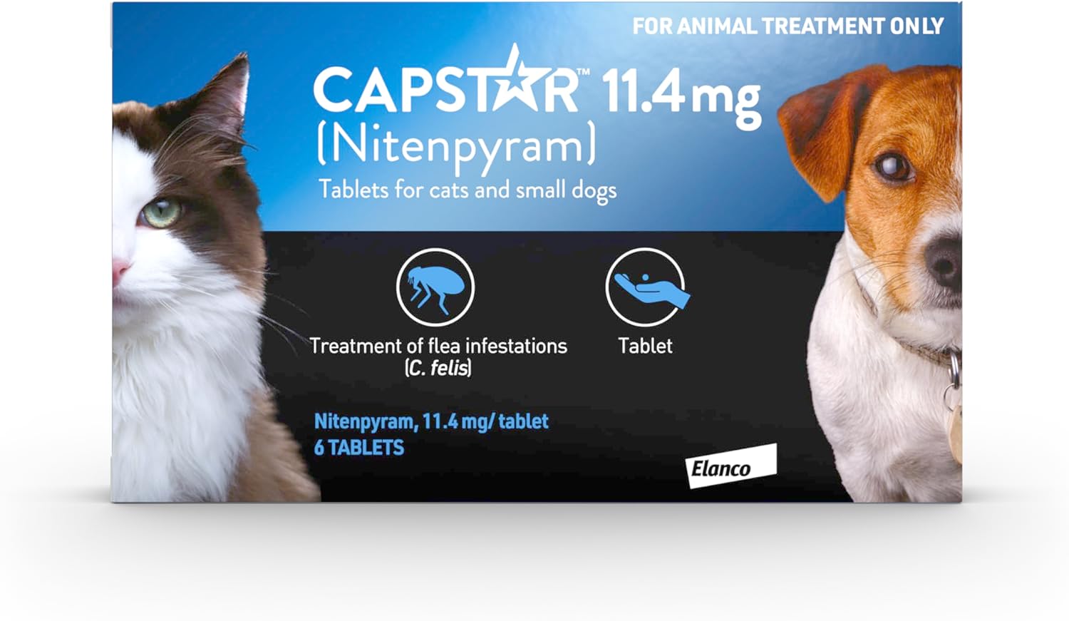 Capstar Flea Tablets for Dogs and Cats from 1kg to 11kg, Oral Medication for Flea Treatment in Small Dogs and Cats, Contains 6x 11.4mg Nitenpyram Flea Tablet