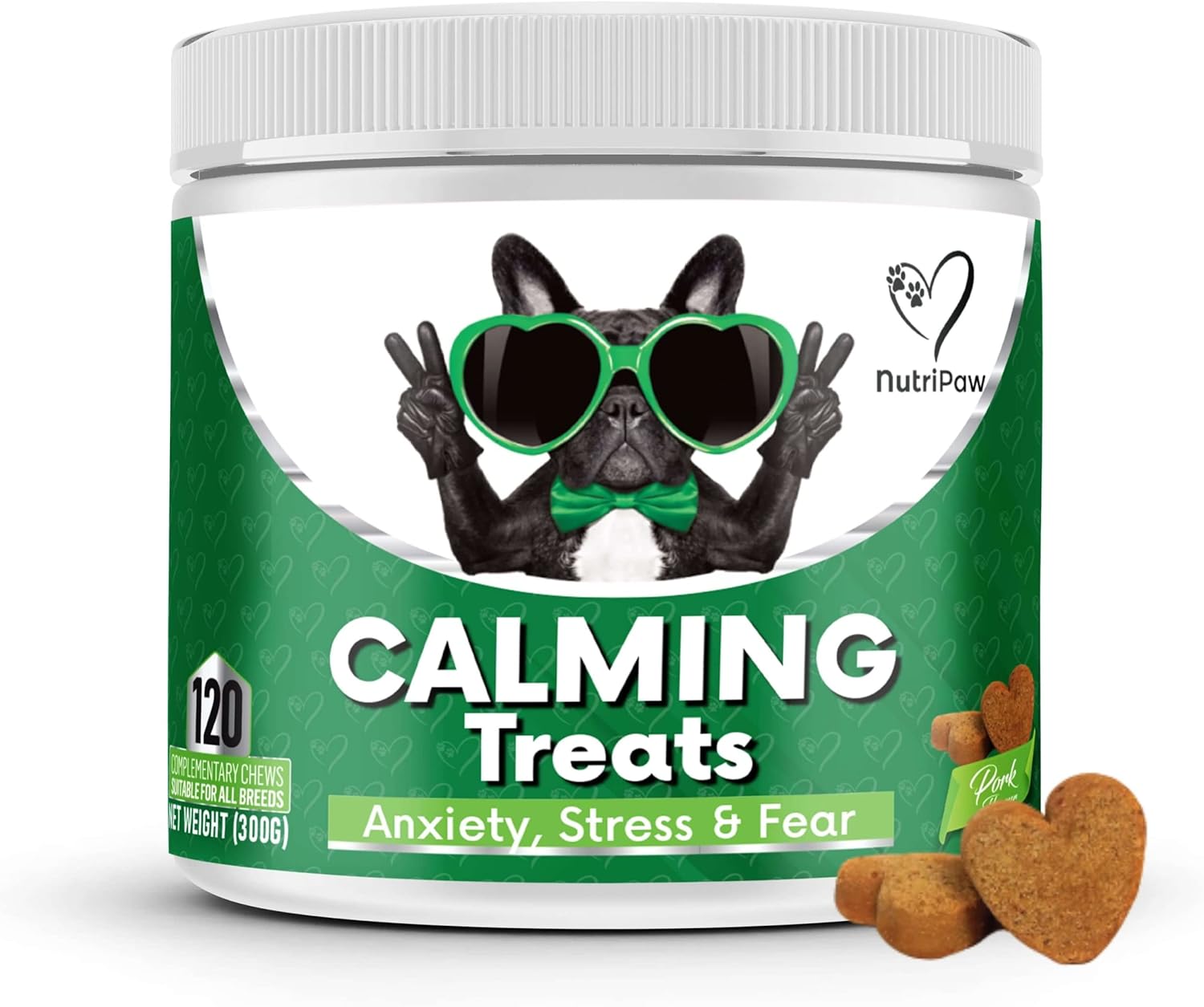 NutriPaw Calming Treats For Dogs - Reduce Stress, Fear, Separation, Barking, Hyperactivity, Reactivity, Aggression, Travel - Calm without Drowsiness dogs