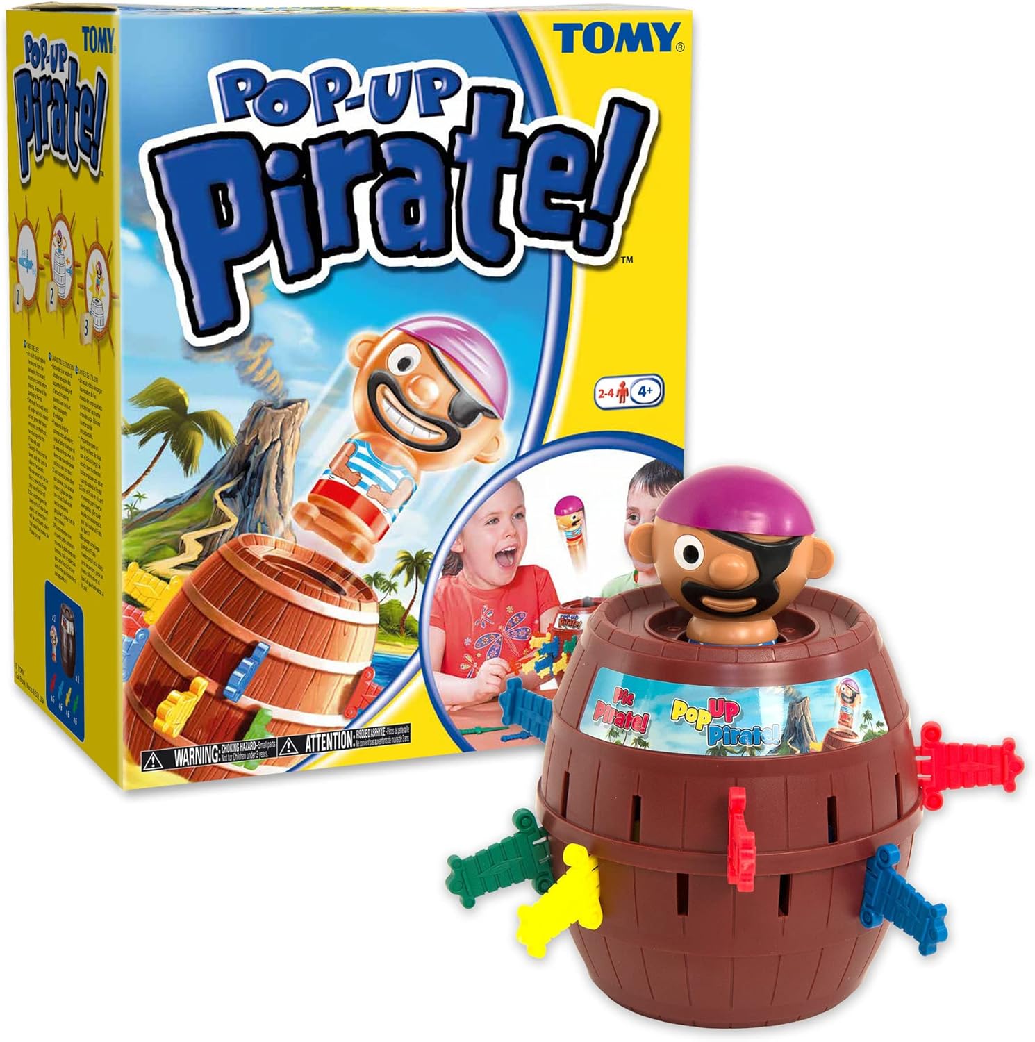 TOMY Pop Up Pirate Classic Children's Action Board Game, Family and Preschool Kids Game for Children 4, 5, 6, 7, 8 Year Old Boys Girls Adults,Packaging may vary, Wood - Choc Brown