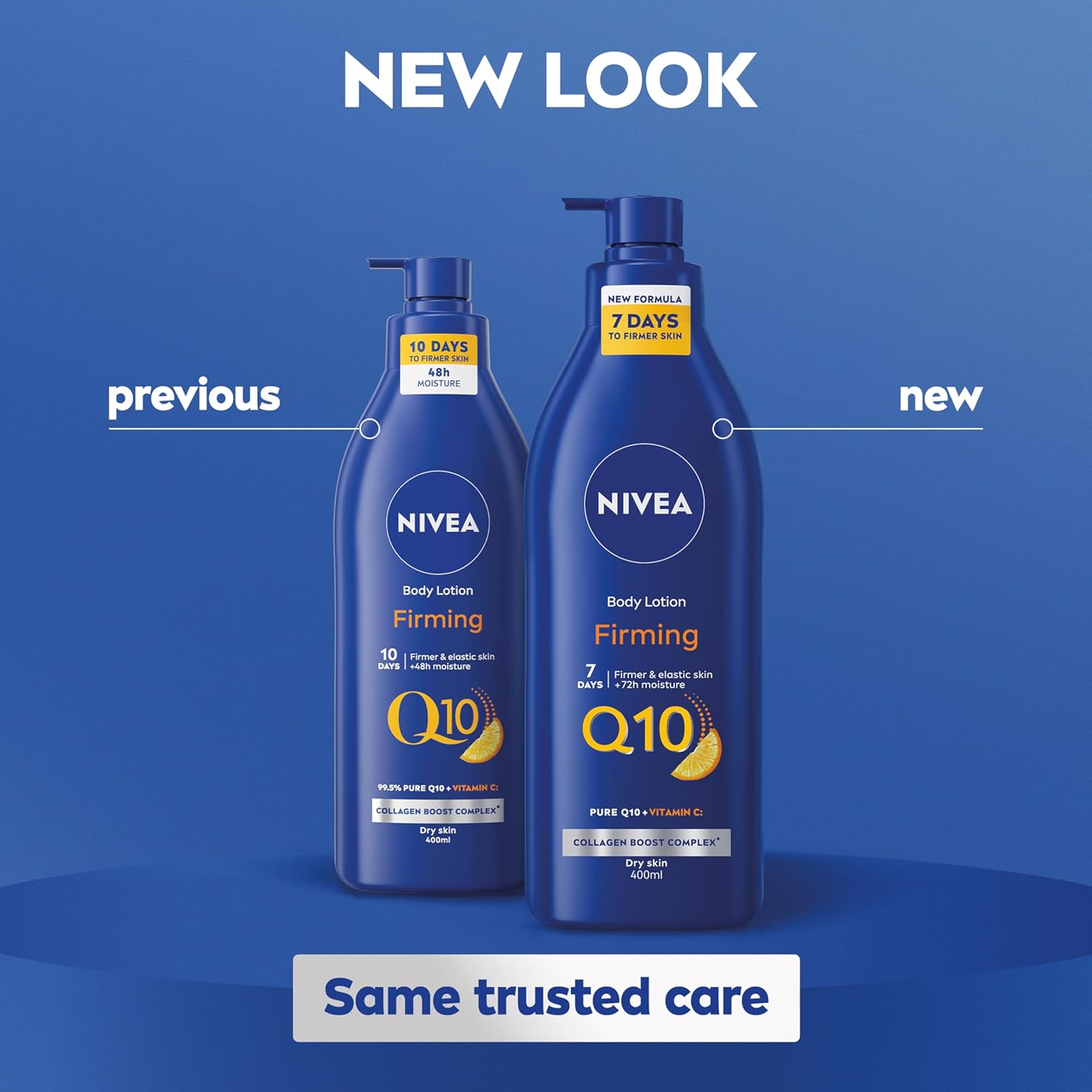 NIVEA Q10 Firming Rich Body Lotion + Vitamin C (400ml), Firming Body Lotion with Collagen Booster Complex, 72H NIVEA Moisturiser, NIVEA Body Lotion for Dry Skin