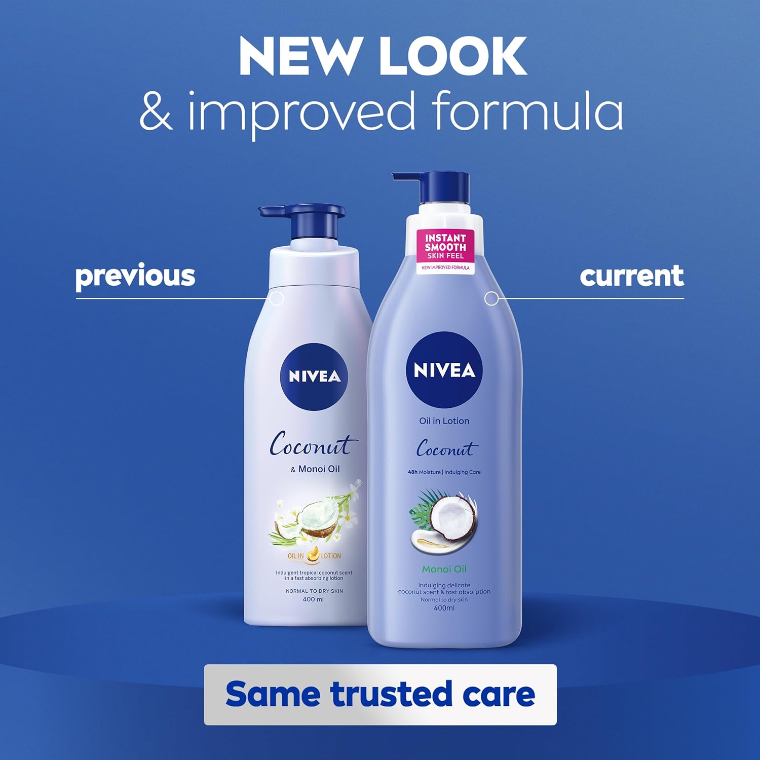 NIVEA Oil In Lotion Coconut & Monoi Oil (400ml), Replenishing Body Lotion with Tropical Coconut Scent & Powerful Monoi Oil, 48H Moisturising Cream, NIVEA Body Lotion