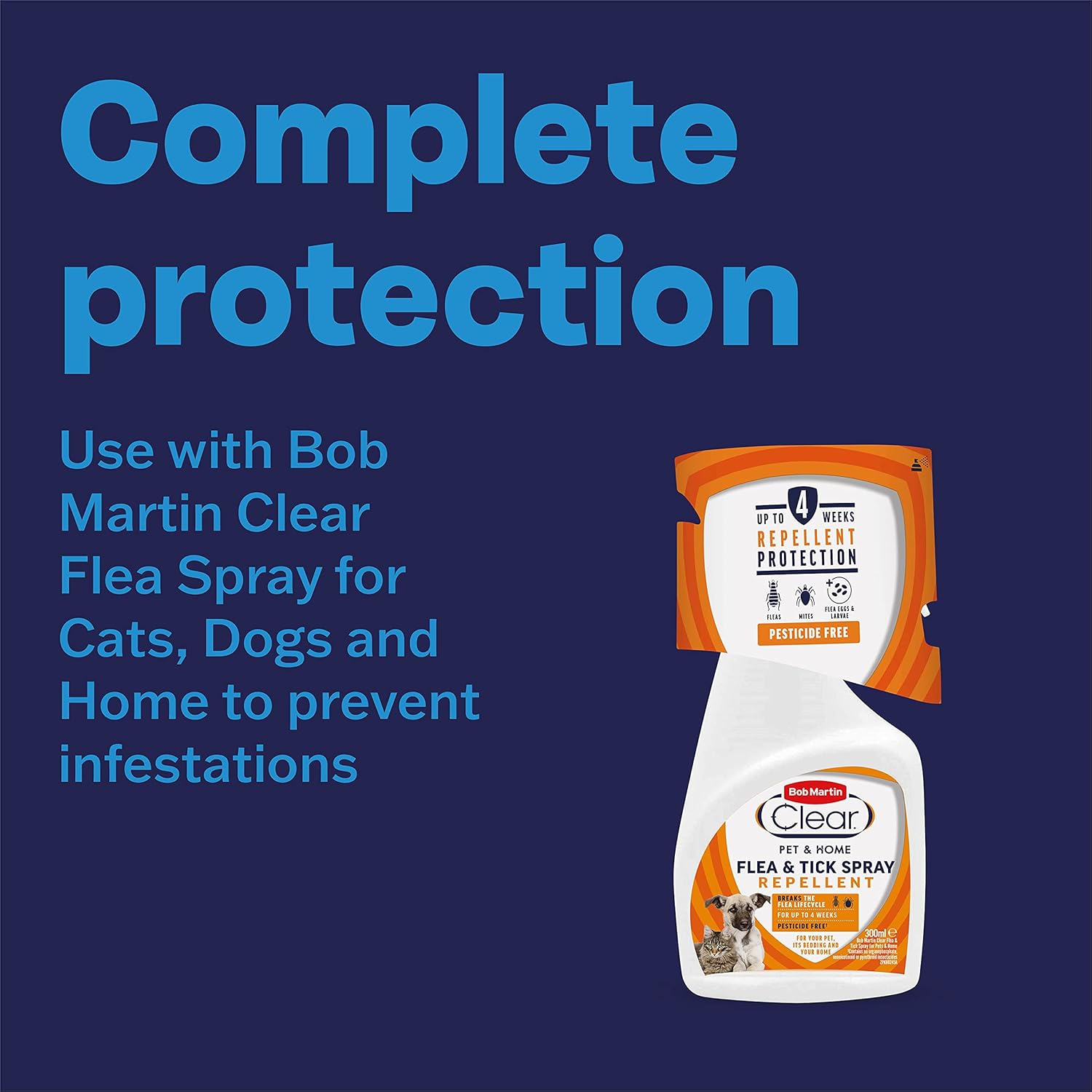 Bob Martin Clear Spot On Flea and Tick Repellent for Cats and Kittens - Pesticide-Free Protection (6 Pipettes)