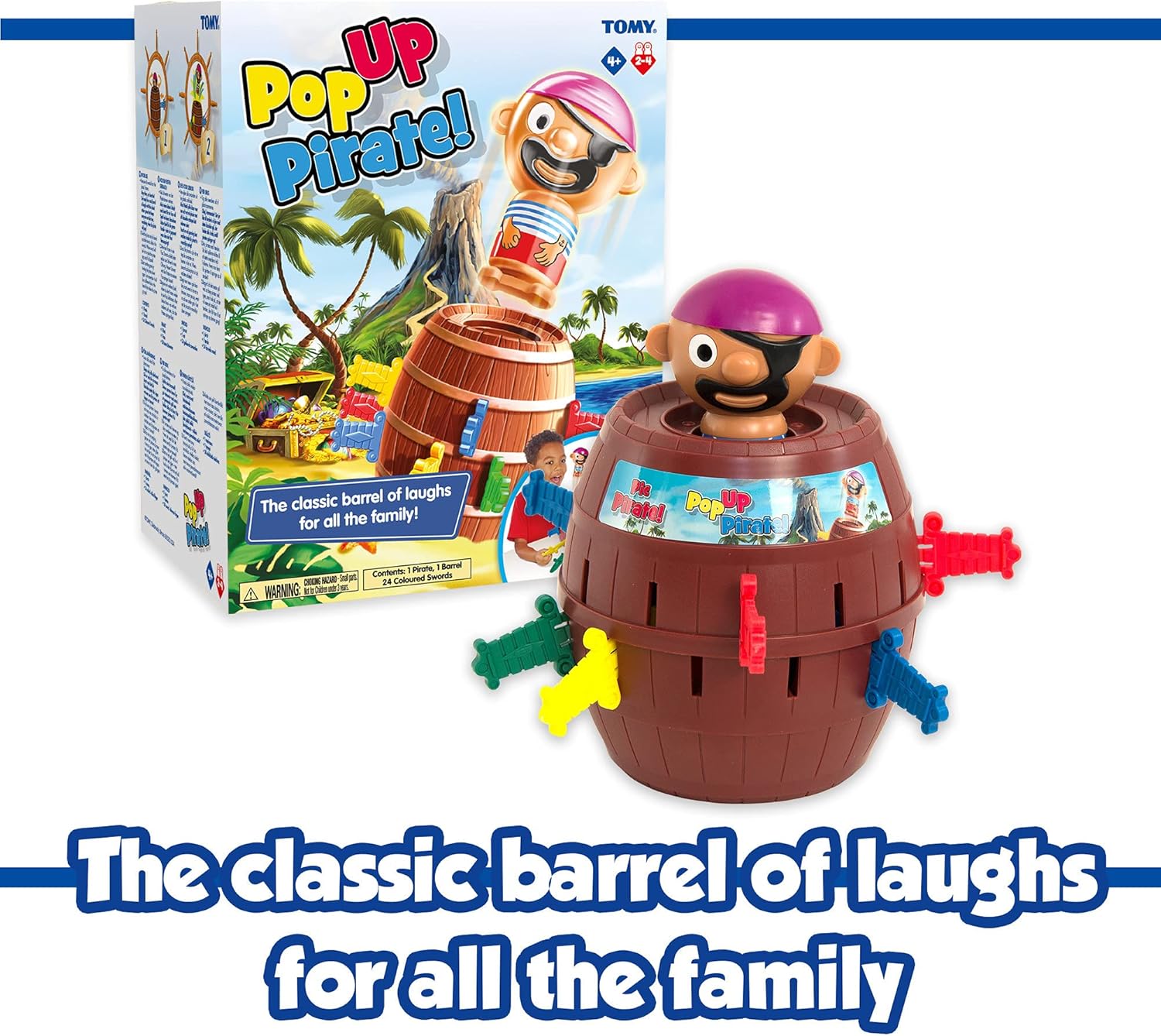 TOMY Pop Up Pirate Classic Children's Action Board Game, Family and Preschool Kids Game for Children 4, 5, 6, 7, 8 Year Old Boys Girls Adults,Packaging may vary, Wood - Choc Brown