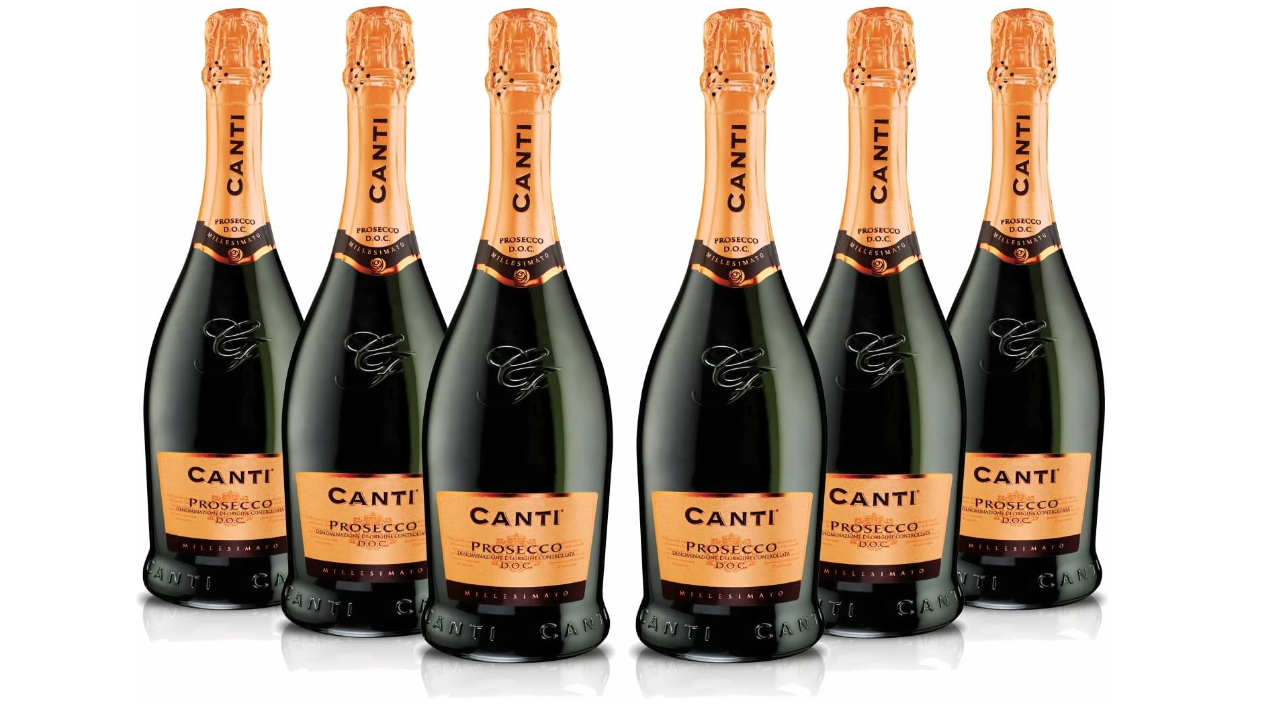 Canti - Prosecco D.O.C. Millesimato, Extra Dry Wine 11%, Italian Glera Grape Variety from Veneto, Fruity and Floral Taste, 6x750 ml